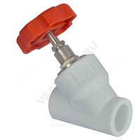Клапан (вентиль) PP-R 45гр запорный белый внутренняя пайка VALFEX (арт.  57436)